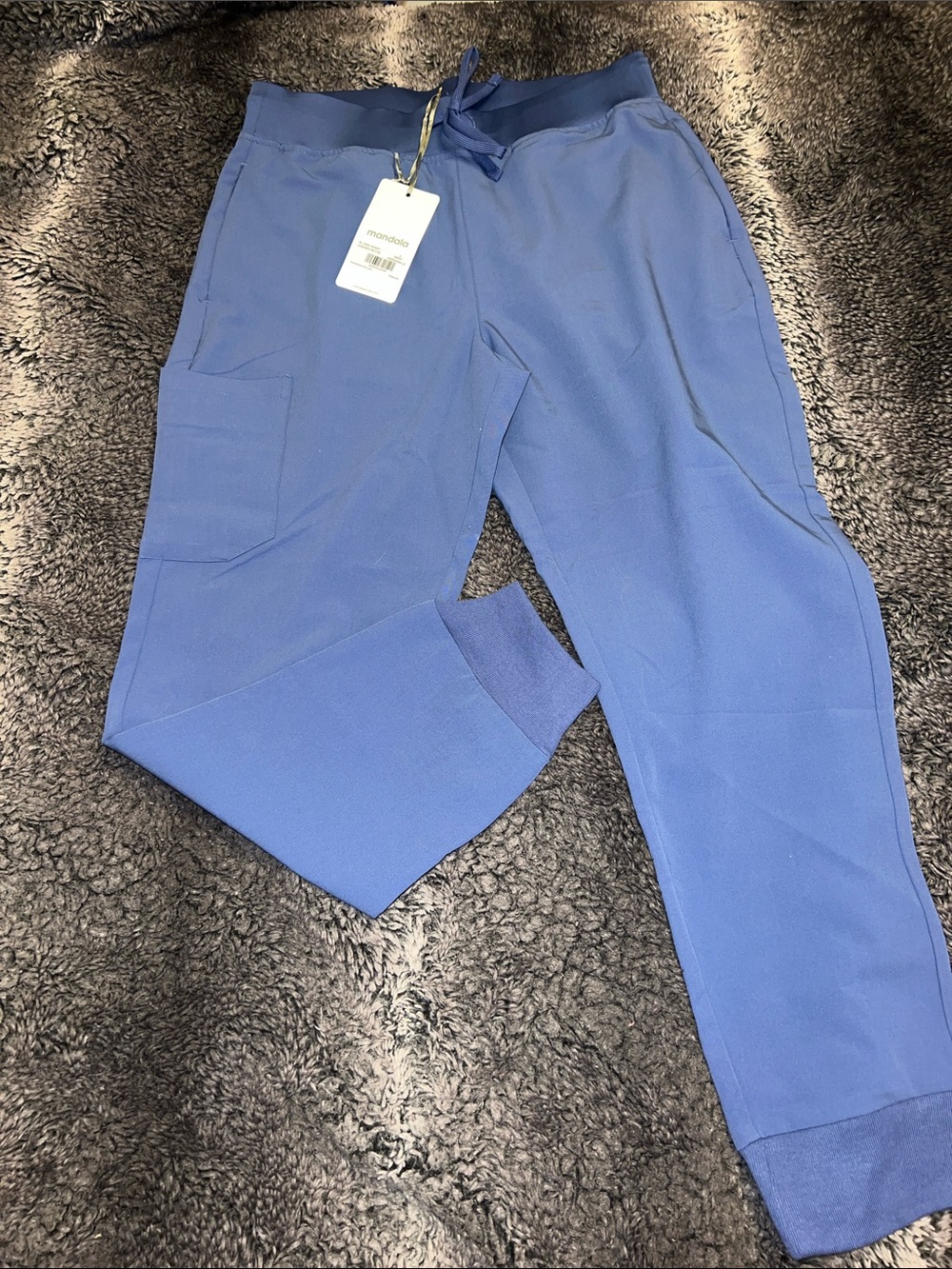 Women's Periwinkle Drawstring Joggers with Patch Pockets Scrubs.